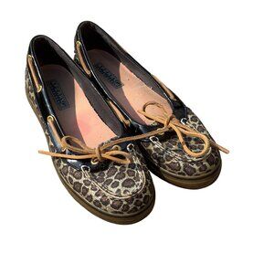 Sperry Leopard Print Boat Shoes Women's Size 7 Casual Slip-On with Leather Laces